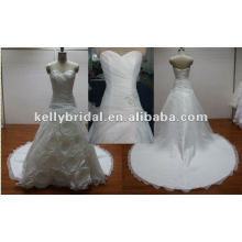 Senhoras, vestido ocidental, projetos, querido, decote, plissado, beading, organza, rosette, saia, vestidos de noiva